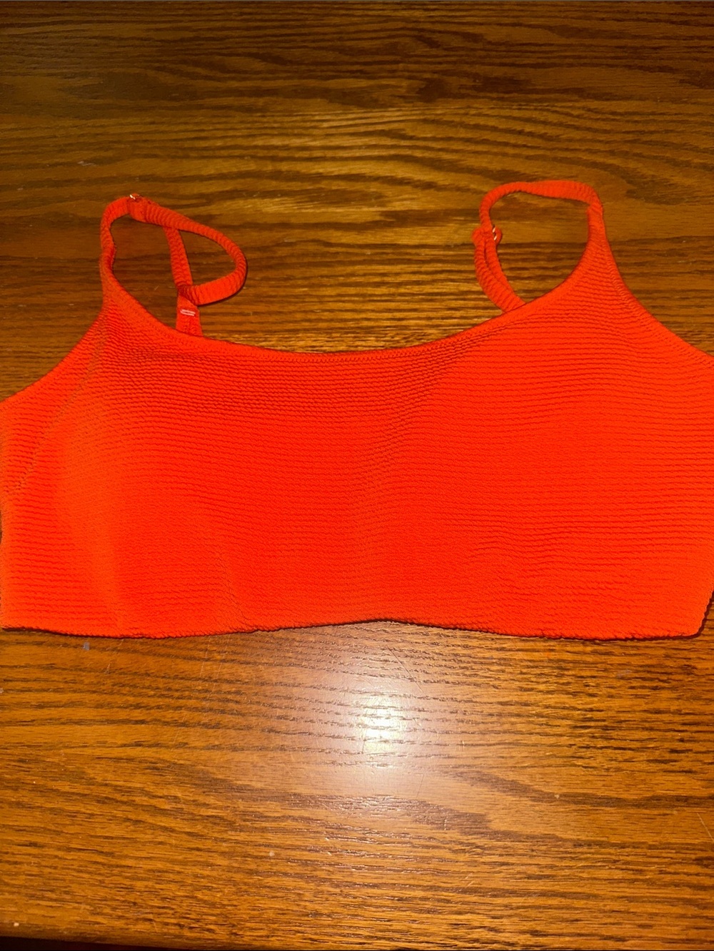 Orange Ribbed Bikini Top